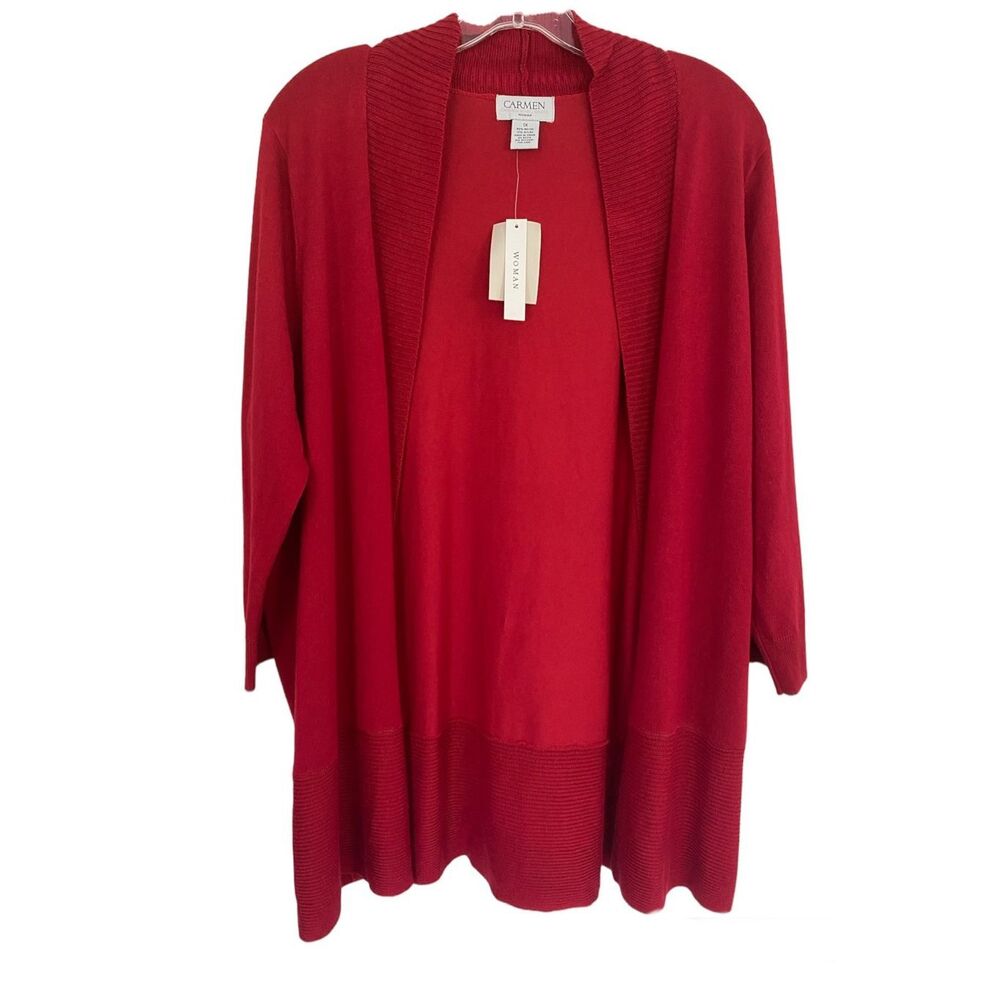 Carmen Marc Volvo Open Front Knit Cardigan Sz 1X